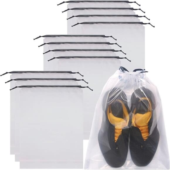 Set of 12 Transparent Shoe Bags for Travel Large Clear Shoes Storage Organizers - Picture 1 of 16